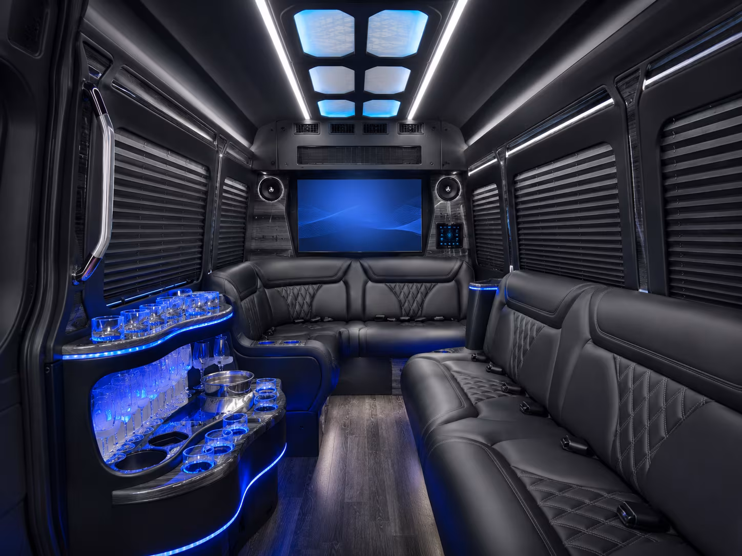 gresham 18 passenger party bus interior